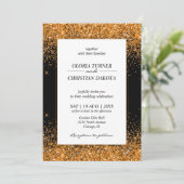 Gold Glitter Modern Wedding Uitnodiging (Staand voorkant)