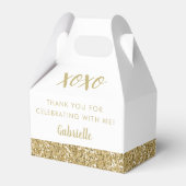 Gold Glitter Modern XOXO Girly Party Bedankdoosjes (Voorkant Zijde)