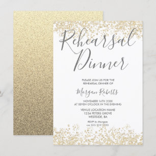 Gold Glitter Moderne repetitie Inbeluitnodiging Kaart