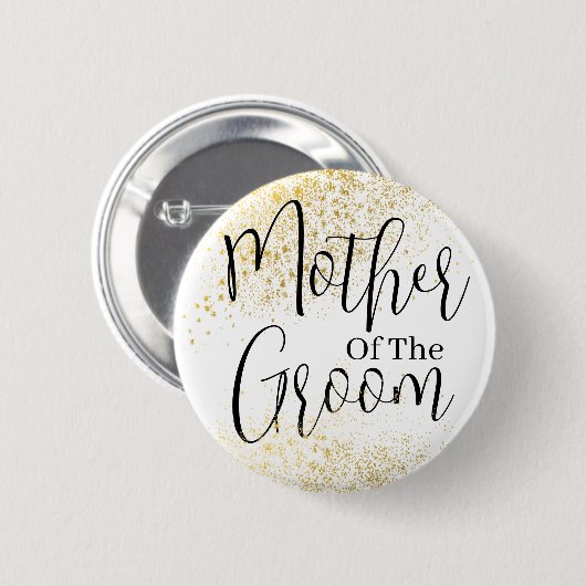 Gold Glitter Moeder van bruinbruiloft Ronde Button 5,7 Cm (Voorkant /achterkant)