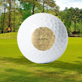 Gold Glitter & Monogram, Black Script Name Golfballen