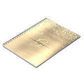 Gold Glitter & Monogram, Black Script Name Notitieboek (Linkerzijde)