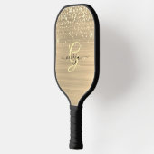 Gold Glitter & Monogram, Black Script Name Pickleball Paddle (Links)
