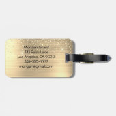 Gold Glitter & Monogram, Black Script Name, Vs 2 Bagagelabel (Achterkant horizontaal)