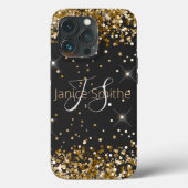 Gold Glitter Monogram Case-Mate iPhone Case (Achterkant)