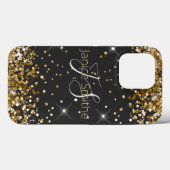 Gold Glitter Monogram Case-Mate iPhone Case (Achterkant (horizontaal))