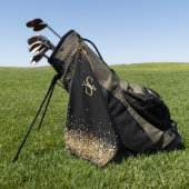 Gold Glitter Monogram Naam Golfhanddoek (Groen)