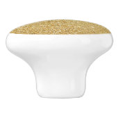 Gold Glitter Monogram Naam Keramische Knop (Zijkant)