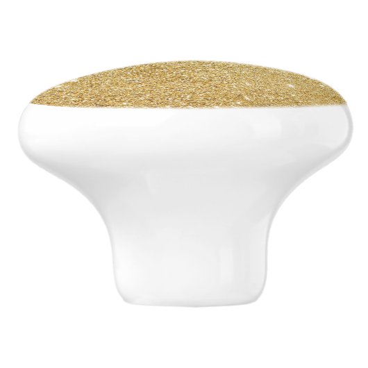 Gold Glitter Monogram Naam Keramische Knop (Zijkant)