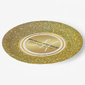 Gold Glitter Monogram nieuw huwelijk Papieren Bordje (Gekanteld)