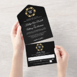 Gold Glitter Monogram Poker Chip Casino Wedding All In One Uitnodiging<br><div class="desc">Vier in stijl met deze moderne en zeer trendy all in one bruiloft uitnodigingen met gemakkelijke tear off RSVP. Dit ontwerp is gemakkelijk te personaliseren met uw speciale evenementenformulering en uw gasten zullen blij zijn wanneer ze deze fantastische uitnodigingen ontvangen. Overeenkomende bruidsartikelen zijn te vinden in het collectie.</div>