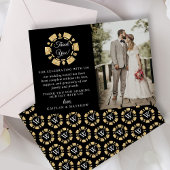 Gold Glitter Monogram Poker Chip Casino Wedding Bedankkaart