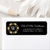 Gold Glitter Monogram Poker Chip Casino Wedding Etiket (Insitu)