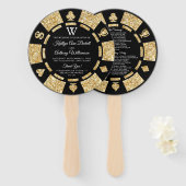 Gold Glitter Monogram Poker Chip Casino Wedding Handwaaier (Voorkant en achterkant)