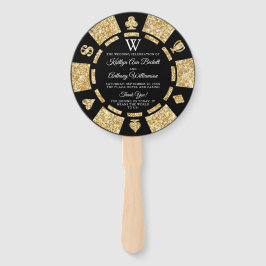 Gold Glitter Monogram Poker Chip Casino Wedding Handwaaier