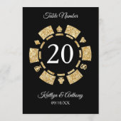 Gold Glitter Monogram Poker Chip Casino Wedding Kaart (Achterkant)