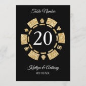 Gold Glitter Monogram Poker Chip Casino Wedding Kaart (Voorkant)
