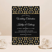 Gold Glitter Monogram Poker Chip Casino Wedding Kaart