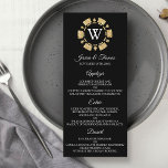 Gold Glitter Monogram Poker Chip Casino Wedding Menu<br><div class="desc">Viel in stijl met dit trendy casino,  de 'huwelijksmenu'. Het ontwerp is gemakkelijk te personaliseren met je eigen formulering en je familie en vrienden zullen enthousiast zijn als ze deze geweldige trouwmenukaarten ontvangen.</div>
