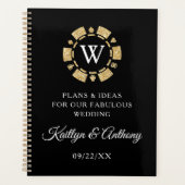 Gold Glitter Monogram Poker Chip Casino Wedding Planner (Voorkant)