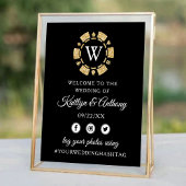 Gold Glitter Monogram Poker Chip Casino Wedding Poster
