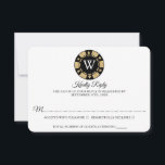 Gold Glitter Monogram Poker Chip Casino Wedding RSVP Kaartje<br><div class="desc">Viel in stijl met dit trendy casino,  de zogenaamde trouwantwoordkaarten. Het ontwerp is gemakkelijk te personaliseren met je eigen formulering en je familie en vrienden zullen enthousiast zijn als ze deze geweldige bruiloftsbestendige RSVP's ontvangen.</div>