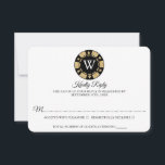 Gold Glitter Monogram Poker Chip Casino Wedding RSVP Kaartje<br><div class="desc">Viel in stijl met dit trendy casino,  de zogenaamde trouwantwoordkaarten. Het ontwerp is gemakkelijk te personaliseren met je eigen formulering en je familie en vrienden zullen enthousiast zijn als ze deze geweldige bruiloftsbestendige RSVP's ontvangen.</div>