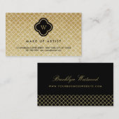 Gold Glitter Monogram Quatrefoil grafische kaart Visitekaartje (Voorkant / Achterkant)