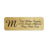 Gold Glitter Monogram - Retouradreslabels Etiket (Voorkant)