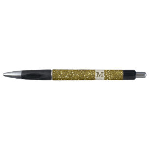 Gold Glitter Monogrammed Pen