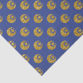 Gold Glitter Moon and Stars on Blue Tissuepapier (Detail)