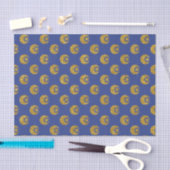 Gold Glitter Moon and Stars on Blue Tissuepapier (Craft)