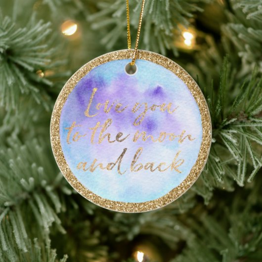 Gold Glitter Moon Love Quote Keramisch Ornament (Boom)