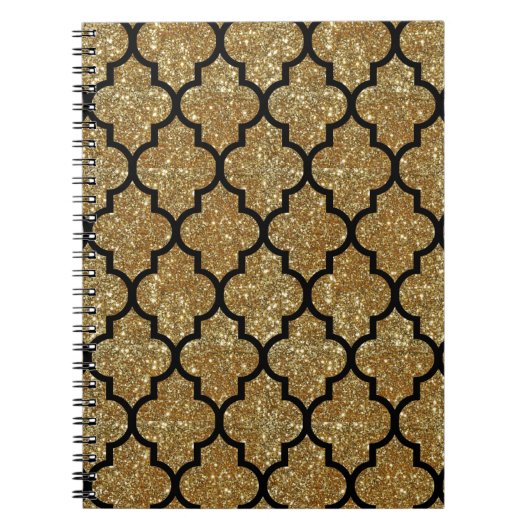 Gold Glitter Moroccan Quatrefoil Pattern Notitieboek (Voorkant)
