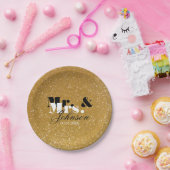 Gold glitter Mr en Mrs bruiloft paper borden Papieren Bordje (Feest)