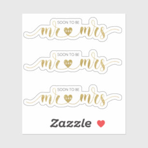 Gold glitter Mr en Mrs Wedding Shower Sticker
