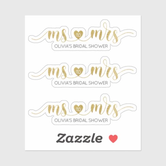Gold glitter Ms tegen Mrs. Vrijgezellenfeest Sticker (Vel)