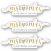 Gold glitter Ms tegen Mrs. Vrijgezellenfeest Sticker (Voorkant)