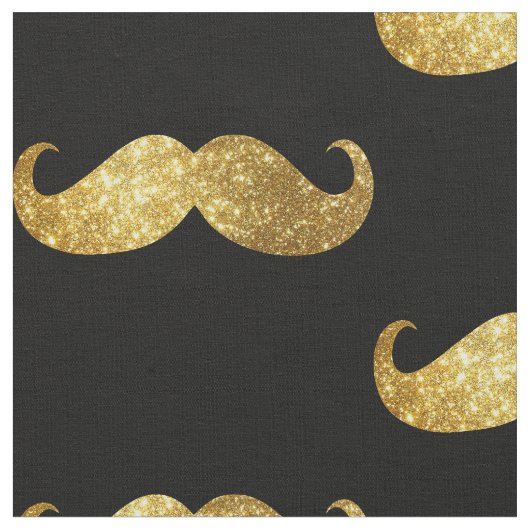 Gold Glitter Mustache Stof (Close Up)