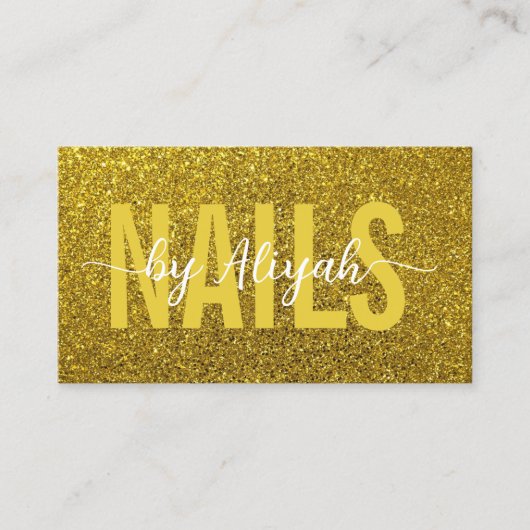 Gold Glitter Nails Visitekaartje (Voorkant)