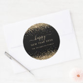 Gold Glitter Name Black Happy New Year 2026 Ronde Sticker (Envelop)