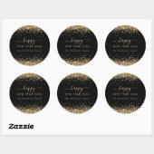 Gold Glitter Name Black Happy New Year 2026 Ronde Sticker (Vel)