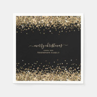Gold Glitter Name Black Merry kerst