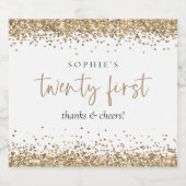 Gold Glitter Name Cheers 21e verjaardag Sparkling Wijnetiket (Enkel label)