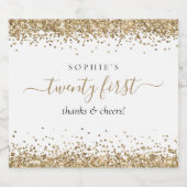 Gold Glitter Name Cheers 21e verjaardag Sparkling Wijnetiket (Enkel label)