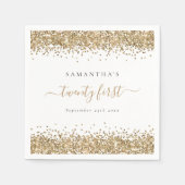 Gold Glitter Name Date 21ste Servet (Voorkant)