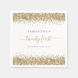 Gold Glitter Name Date 21ste Servet