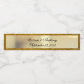 Gold Glitter Name Date Script Weduwen Waterfles Etiket (Enkel label)