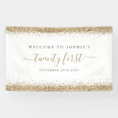 Gold Glitter Name Date Welkom bij 20 eersten Spandoek (Horizontaal)