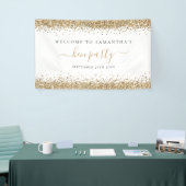 Gold Glitter Name Date Welkom bij Hen Party Spandoek (Beurs)